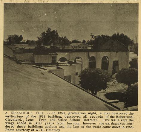 Picture of fire at Kern Avenue Elementary 1950